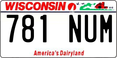 WI license plate 781NUM