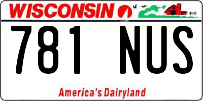 WI license plate 781NUS