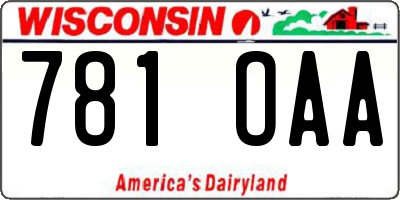 WI license plate 781OAA