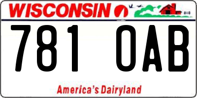 WI license plate 781OAB