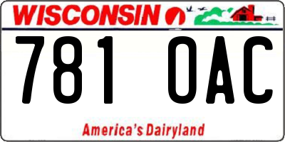 WI license plate 781OAC
