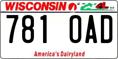 WI license plate 781OAD