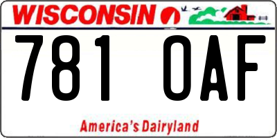 WI license plate 781OAF