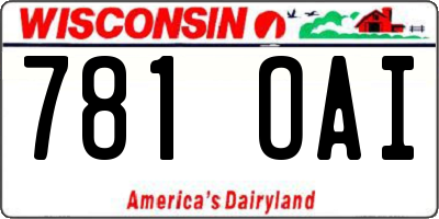 WI license plate 781OAI