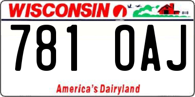 WI license plate 781OAJ