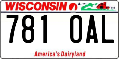 WI license plate 781OAL