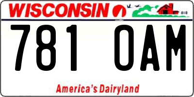 WI license plate 781OAM