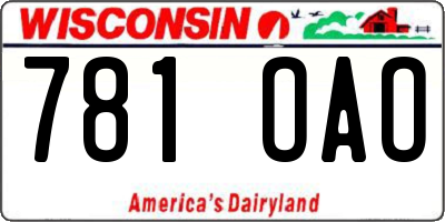 WI license plate 781OAO