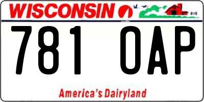 WI license plate 781OAP
