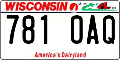 WI license plate 781OAQ