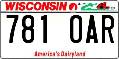 WI license plate 781OAR