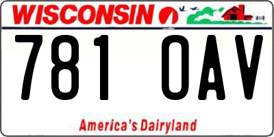 WI license plate 781OAV