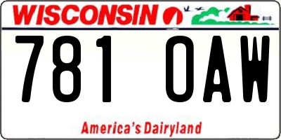 WI license plate 781OAW
