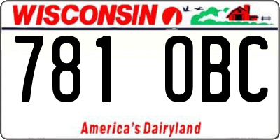 WI license plate 781OBC