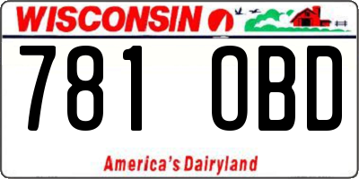 WI license plate 781OBD