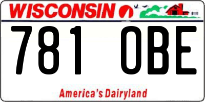WI license plate 781OBE