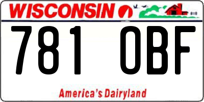 WI license plate 781OBF