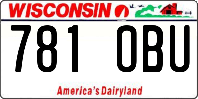 WI license plate 781OBU