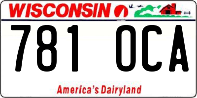 WI license plate 781OCA