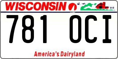 WI license plate 781OCI
