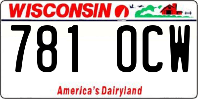 WI license plate 781OCW