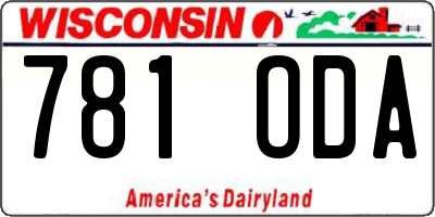 WI license plate 781ODA