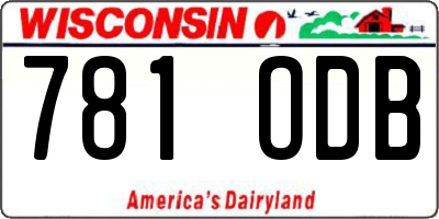 WI license plate 781ODB