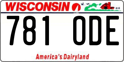 WI license plate 781ODE