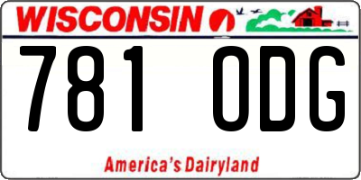 WI license plate 781ODG