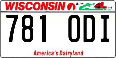 WI license plate 781ODI