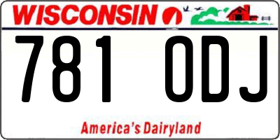 WI license plate 781ODJ