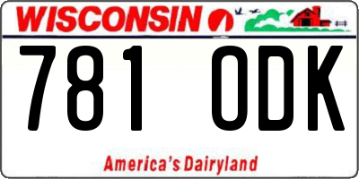 WI license plate 781ODK