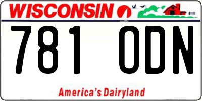 WI license plate 781ODN