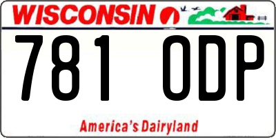 WI license plate 781ODP