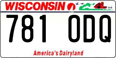 WI license plate 781ODQ