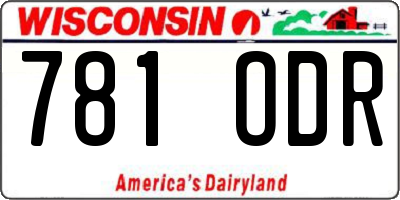 WI license plate 781ODR
