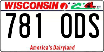 WI license plate 781ODS