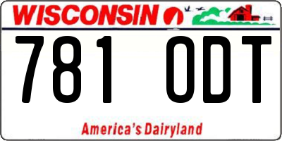 WI license plate 781ODT