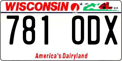 WI license plate 781ODX