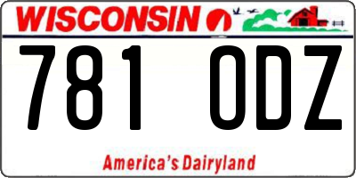 WI license plate 781ODZ