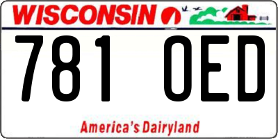WI license plate 781OED