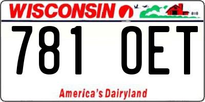 WI license plate 781OET
