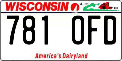 WI license plate 781OFD