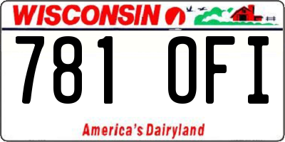 WI license plate 781OFI