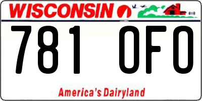 WI license plate 781OFO