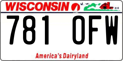 WI license plate 781OFW