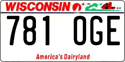WI license plate 781OGE