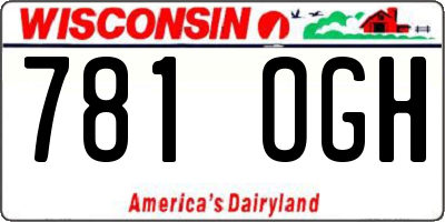 WI license plate 781OGH