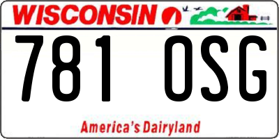WI license plate 781OSG