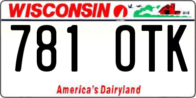 WI license plate 781OTK